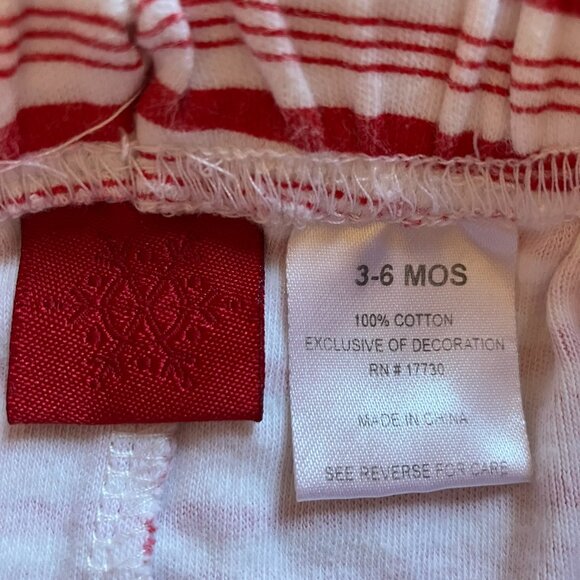 Striped Red & White 3-6M Cotton Jogger Pants GUC Baby Unisex Winter Holiday - Picture 3 of 15